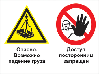 Кз 32 опасно - возможно падение груза. доступ посторонним запрещен. (пластик, 400х300 мм) - Знаки безопасности - Комбинированные знаки безопасности - ohrana.inoy.org